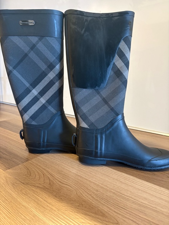 Burberry Shoes - Burberry Black Plaid Tall Rain Boots